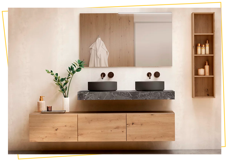 Mueble de baño moderno en Motril con espejo iluminado